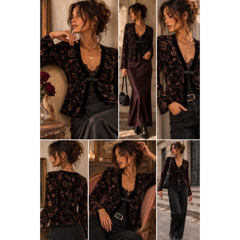 Velvet Burnout Floral Cardigan Dark Romantic Whimsigoth Size M
